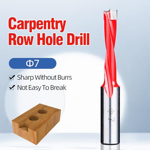 HUHAO 7mm Carbide Tipped Brad Point Boring Bit, Left Hand Dowel Drill Bits - size: 7mm Dia x 70mm Long x 10mm Shank L