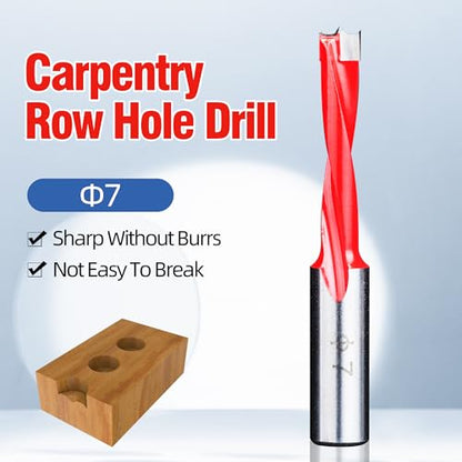 HUHAO 7mm Carbide Tipped Brad Point Boring Bit, Left Hand Dowel Drill Bits - size: 7mm Dia x 70mm Long x 10mm Shank L