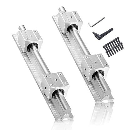 Linear Rail 2PCS SBR12 400mm Fully Supported Linear Rail Shaft Guide 12mm with 4PCS SBR12UU Slide Bearing Block, Linear Rails and Bearings Kit for CNC Machine - size: 400mm, style: SBR12 Linear Rail