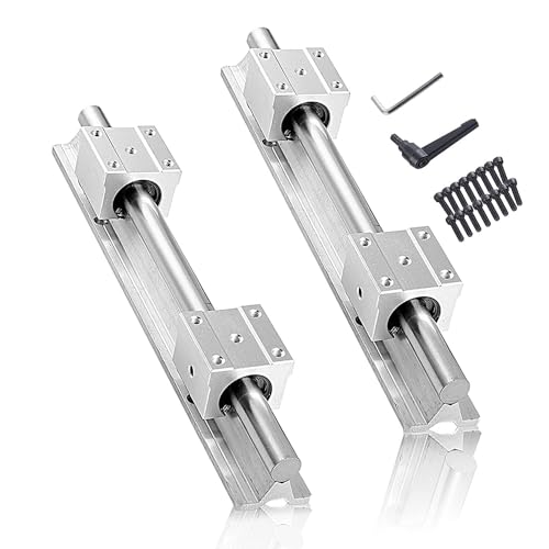 Linear Rail 2PCS SBR12 400mm Fully Supported Linear Rail Shaft Guide 12mm with 4PCS SBR12UU Slide Bearing Block, Linear Rails and Bearings Kit for CNC Machine - size: 400mm, style: SBR12 Linear Rail