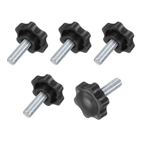 uxcell 5Pcs 3/8"-16 Star Knobs 1.1" Threaded Stud Male Clamping Knob - size: 3/8"-16, 1.1"