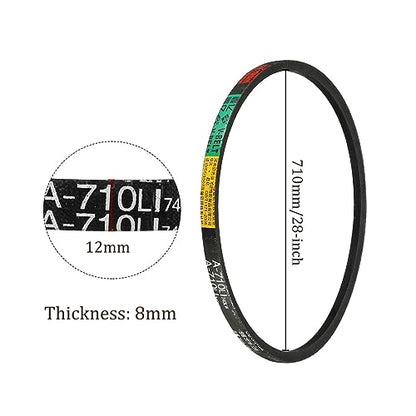 A-710Li/A28 Drive V-Belt - [12mm Width x 8mm Height] A-Section Rubber Drive Belt Wrapped for Transmission Use, 710mm Inside Circumference - size: A-710Li