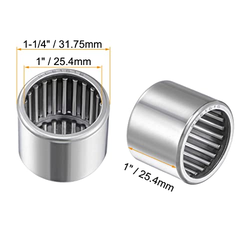uxcell SCE1616 Needle Roller Bearings, Drawn Cup Open End, 1-inch Bore 1-1/4-inch OD 1-inch Width 24800N Static Load 45500N Dynamic Load 5pcs - size: 1x1-1/4x1"