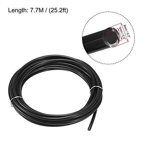 uxcell Pneumatic Tubing, Air Compressor Tube Hose PU Air Line Hose 5mm ID x 8mm OD x 7.7m/25.2Ft Black - color: Black, size: 5mmx8mm