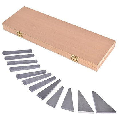 12-Pack Steel Angle Gauge Block Set with Case, Machinist Angle Plates Tool Lathes Milling Ground Gauge Angle Calibration Gage Inspection Block Set