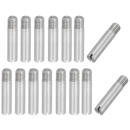 PATIKIL M3 x 14mm Slotted Cylindrical Pin, 15 Pcs 304 Stainless Steel Dowel External Thread Slotted Pin Screw for Home Furniture Cabinet Improvement, Silver Tone - size: M3 x 14mm