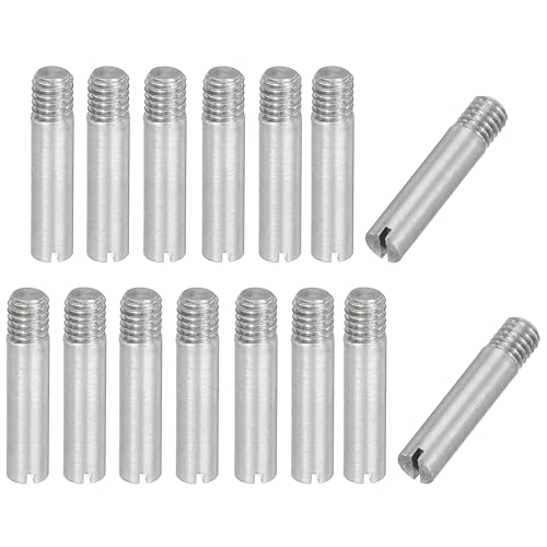 PATIKIL M3 x 14mm Slotted Cylindrical Pin, 15 Pcs 304 Stainless Steel Dowel External Thread Slotted Pin Screw for Home Furniture Cabinet Improvement, Silver Tone - size: M3 x 14mm