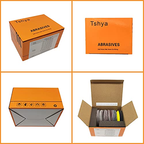 Tshya 100pcs 3inch Sanding Discs Pad with 2Pcs Sanding Sponge Buffing Blocks Variety Kit for Drill Grinder Rotary Tools Attachment with 1/4" Shanks, Sanding Pads Includes 80-3000 Grit - style: 3in 104Pack