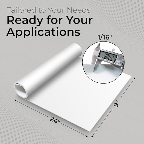 Exactly Rubber - White Silicone Sheet, 60A Durometer Silicone Mat, Food-Grade Rubber Mat with -80 to 450°F Temperature Resistance, 400% Elongation, Silicone Placemat Made in The USA, 1/16 x 9” x 24 - size: 1/16 x 9 x 24
