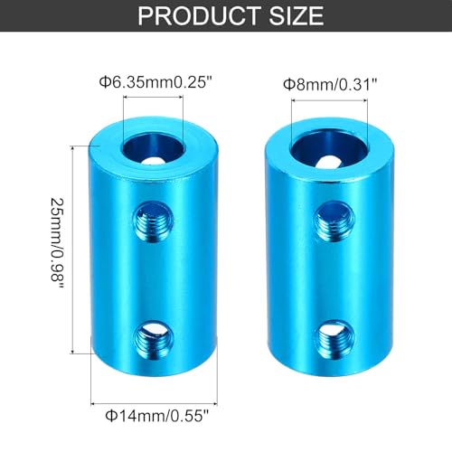 MECCANIXITY Rigid Screw Coupling 6.35mm to 8mm Shaft Coupler Connector L25mm x D14mm Aluminum Alloy Joint Connector Set for 3D Printers DIY Encoder with 20 Screws, Blue, 5Pack - color: Blue, size: 6.35mm to 8mm