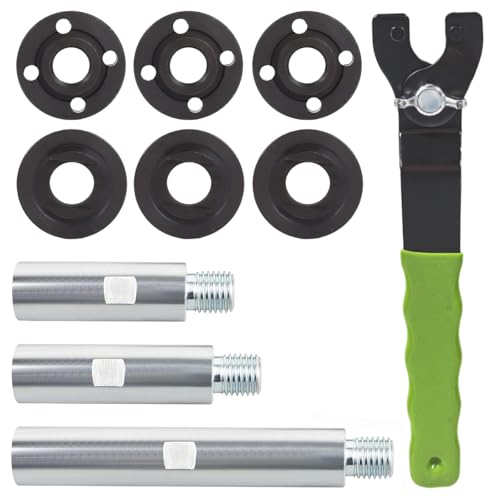 5/8"-11 Angle Grinder Extension Shaft Connecting Rod with Grinder Adjustable Spanner Wrench Flange Nut Set for Bosch Milwaukee Dewalt Makita Metabo Ryobi Black Decker - style: Rod Set