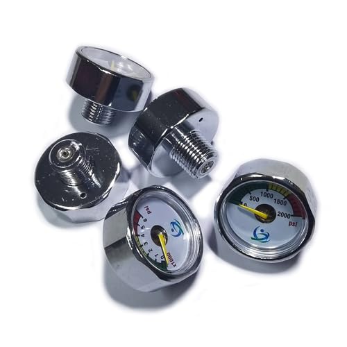 1 inch Pressure Gauge Mini Micro Manometre 1/8NPT for Paintball PCP Airsoft Mountaineering Diving 1500psi, 2000psi, 3000psi, 5000psi, 6000psi (1/8NPT-6000psi) - size: 1/8NPT-6000psi