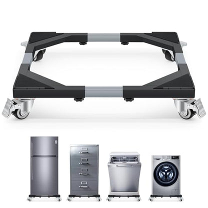 Nefish Upgraded Washing Machine Dolly with Wheels Heavy Duty 21-28 Inch Stainless Steel Appliance Roller 1000 Lbs Furniture Cart with Wheel Flat Dollies for Washer and Dyer, Fridge, Cabinet, Boxes - color: Black