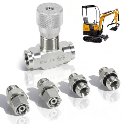 STB-G3/8 3/8" L08 Hydraulic Flow Control Valve with M14 Connection Fit for Mini Excavators Bidirectional Valve Fittings Flow Restrictor 5pcs