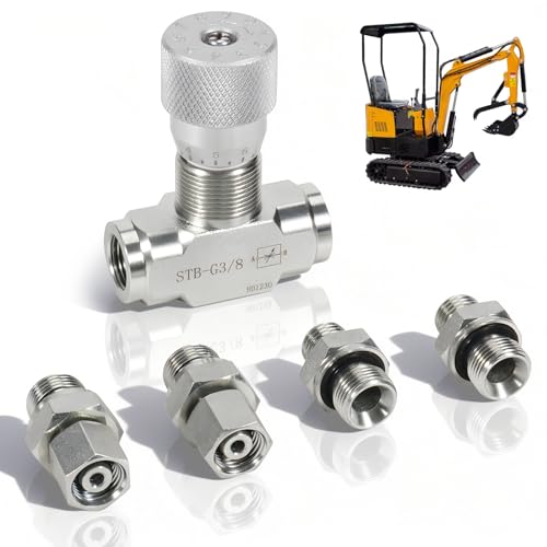 STB-G3/8 3/8" L08 Hydraulic Flow Control Valve with M14 Connection Fit for Mini Excavators Bidirectional Valve Fittings Flow Restrictor 5pcs
