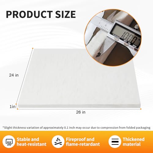 Ceramic Fiber Blanket 24"x26"x1" Thick, 2400F Fireproof Insulation 832-3390