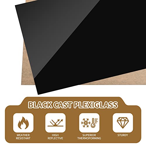 Lesnlok 2 Pieces 12 x 12 Black Acrylic Sheet 1/8 inch Thick 3mm Black Plexiglass Sheet, DIY Materials for Home Decor, Handcraft, Painting, Photography,Switch Panel, Display Stand - size: 12 x 12 x 1/8