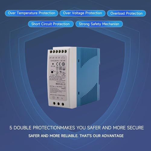MDR-60-12 12V 5A 60W Industrial Switching Power Supply with Wide Input Voltage Range