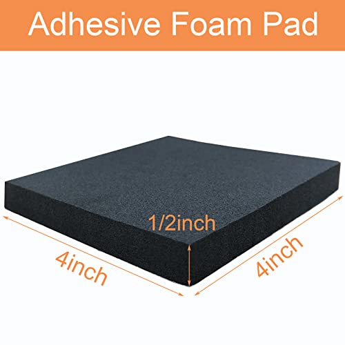 8 Pcs Black Adhesive Foam Pads Closed Cell Foam Sheets 1/2" Thick X 4" X 4" - size: 4in X 4in X 1/2in