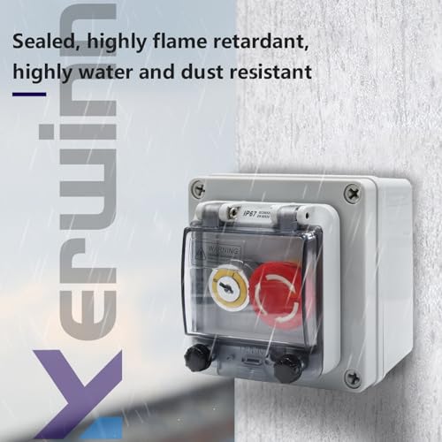 Button Box Green +Red Momentary Push Button Switch with Protective Cover IP67 Outdoor Waterproof Anti-misoperation Switch Button Switch Station Box