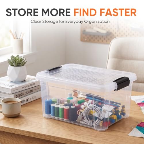 Superio 6.6 Quart Clear Plastic Storage Boxes with Lids, Stackable Organizer Containers, BPA-Free Storage Bins for Home, Office, School & Dorm, 1 Pack - size: 6.6 Quart