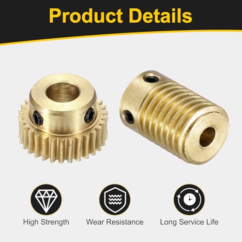 uxcell Worm Gear Set 30T 0.5 Module 1:30 Reduction Rate - size: Gear-6mm, Rod-4mm Bore, style: 0.5M-30T