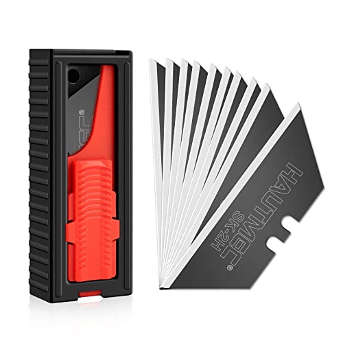 HAUTMEC Utility Knife Blades 10 Pack, SK2H Box Cutter Blades with Compact Safety Dispenser, Rust-Resistant Universal Razor Blades - HT0265 - style: 10 PCS | SK2H