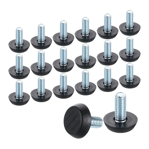 uxcell 20Pcs Adjustable Furniture Feet, 5/16"-19 Thread Galvanized Iron Screw Foot Levelers Screw on Furniture Glide Leveling for Table, Chair, Furniture Legs (Black) - size: 5/16"-19