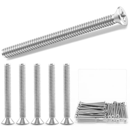 Twidec/#6-32x2 inch Flat Head Machine Screws Assortment kit,30PCS 304 Stainless Steel Phillips Flat Head Electricians Screws Long for Electrical Wall Plate Switch, Receptacles Mounting Screws - size: #6-32x2"