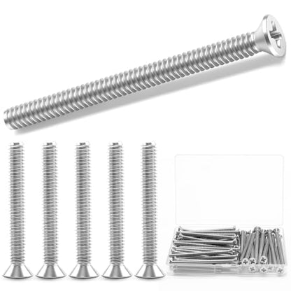 Twidec/#6-32x2 inch Flat Head Machine Screws Assortment kit,30PCS 304 Stainless Steel Phillips Flat Head Electricians Screws Long for Electrical Wall Plate Switch, Receptacles Mounting Screws - size: #6-32x2"