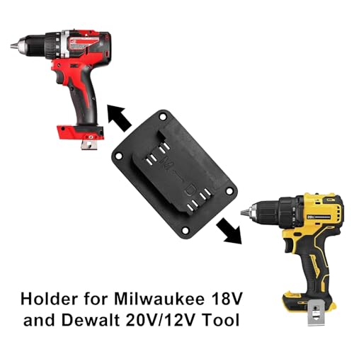 30pas Tool Holders and Battery Holder for Dewalt 20v Wall Mount Hanger Battery Drill Tool Storage Shelf for Milwaukee M18(Black) - color: Black