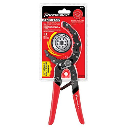 Powerbuilt Self-Adjusting Oil Filter Pliers, Adjustable Oil Filter Wrench, Grips and turns oil filters from 2-1/4-Inch (57mm) to 4-3/4-Inch (120mm) - 942068 - style: Self-Adjusting