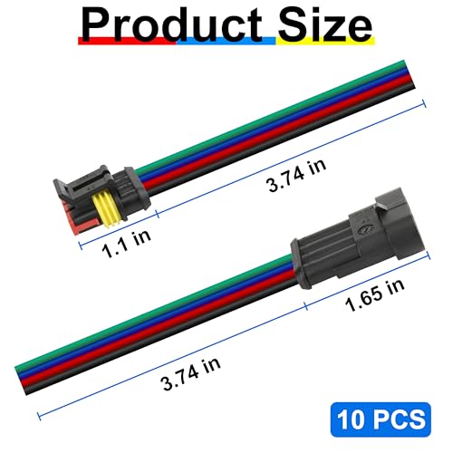 BFXM 10 Sets Car Waterproof Electrical Connector, 16 AWG 4 Pin Connector - color: 4pin, size: 10 Sets