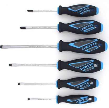 WITTE MAXX Plus 6 Piece Professional Grade Screwdriver Set: 4 Slotted, 2 Phillips