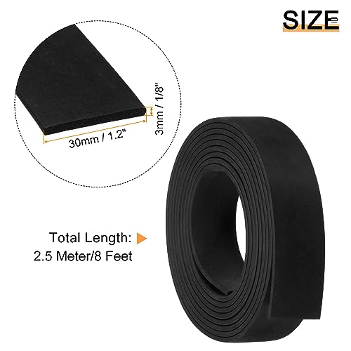 uxcell EPDM Rubber Foam Sheet Strip 1/8" T x 1.2" W x 8' L Rubber Sheet Rolls Weather Strip for DIY Gasket, Crafts, Insulation - size: 1/8" T x 1.2" W x 8' L