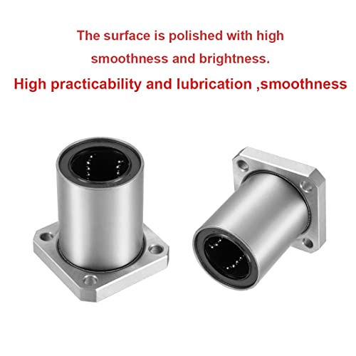 Linear Ball Bearings, LMK8LUU 8mm Square Flange Linear Motion Bushing Double Side Rubber Sealed for 8mm Linear Shaft CNC Machine 3D Printer 4 Pack - size: 8mm