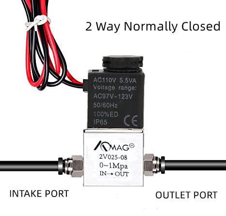 AOMAG® 1/4" NPT Electric Solenoid Valve 110 V AC Air Water 2 Way Valve Normally Closed - size: 1/4" Port, style: AC 110V