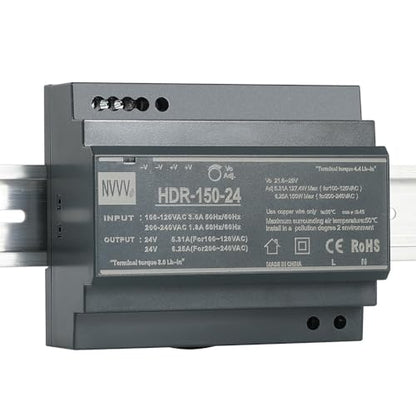 HDR-150-24 Ultra Slim Step-Shape DIN Rail Power Supply, 24Volt 5.31Amp 127.4Watt - size: 24V 5.31A