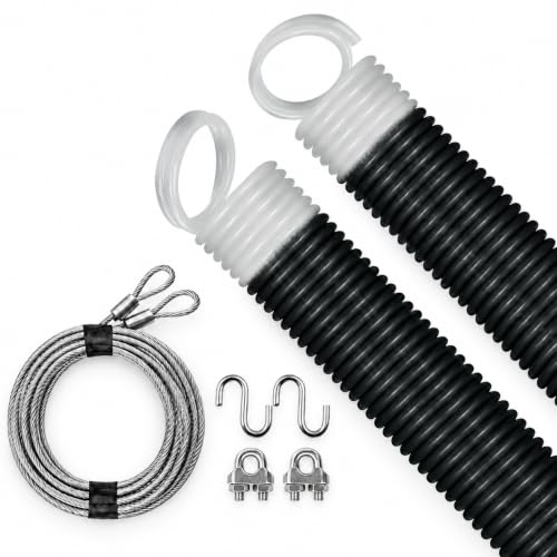 Randall Manufacturing 25" Garage Door Extension Springs, 110 lb White End, 2-Pack – Includes 156" x 1/8" Safety Cables, S-Hooks & Adjustment Clips – for 7 FT Doors – Made in USA - size: 110 LBS White End 2 Springs
