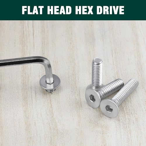 5/16-18 x 2-1/2" Flat Countersunk Head Socket Cap Screws, Full Machine Thread Coverage, Allen Hex Drive, 304 Stainless Steel 18-8 SS, 10 PCS - size: 5/16-18 x 2-1/2"