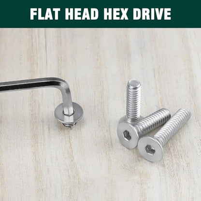 5/16-18 x 1-3/4 Flat Countersunk Head Socket Cap Screws, Full Machine Thread Coverage, Allen Hex Drive, 304 Stainless Steel 18-8 SS, 10 PCS - size: 5/16-18 x 1-3/4"