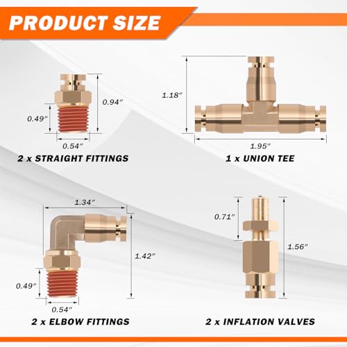 Air Line Kit for Air Spring Bag Suspension with Fittings - size: 9 PCS