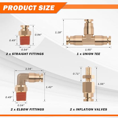 Air Line Kit for Air Spring Bag Suspension with Fittings - size: 9 PCS