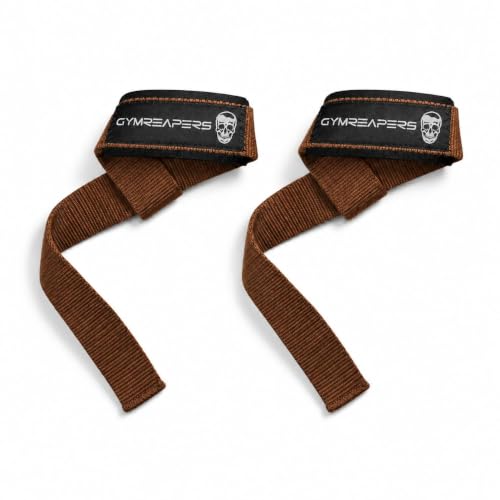 Gymreapers Lifting Wrist Straps for Weightlifting, Bodybuilding, Powerlifting, Strength Training, & Deadlifts - Padded Neoprene with 18" Cotton - color: Brown