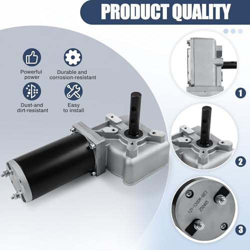1200W 60:1 1.6HP Electric Tarp Motor for Dump Trucks Over 28' Length, Universal Tipper Truck Canopy Motor for Dump Truck Tarp System with Chrome Housing Cover- 12V DC, 55AMPS/65RPM- 5 Years Warranty - size: 1200w 60:1