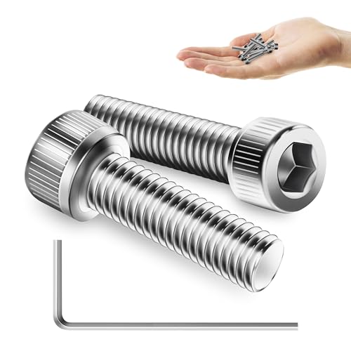 Mywish (100Sets) M3 Screw Kit, M3 x 12mm Socket Head Cap Screws Bolts, 304 Stainless Steel Allen Socket Hex Drive Bolts, Bright Finish M3 Screws with Nuts and Washers & Hex Spanner - size: M3 x 12mm
