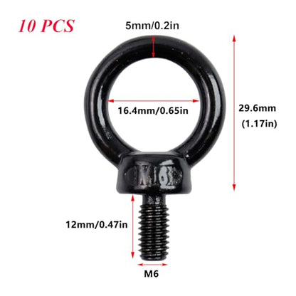 Antrader M6 Lifting Eye Bolts,10PCS Stainless Steel Machinery Shoulder Lifting Eye Bolt - size: M6,10pcs