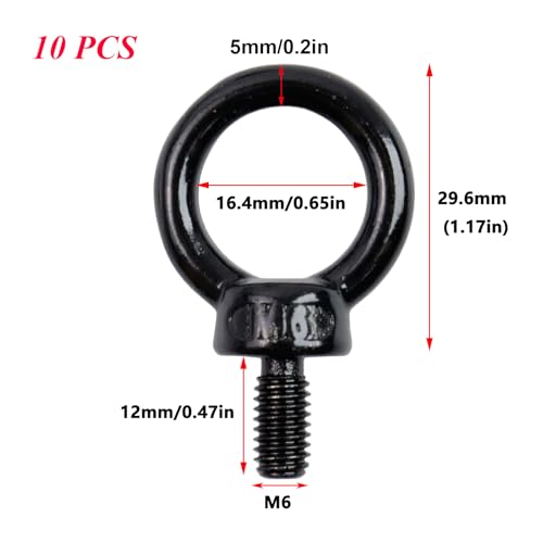 Antrader M6 Lifting Eye Bolts,10PCS Stainless Steel Machinery Shoulder Lifting Eye Bolt - size: M6,10pcs