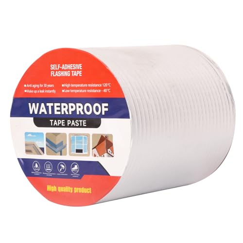 Butyl Waterproof Tape 6" W X 32.8' L Aluminum Foil Tape with Butyl Rubber Adhesive, Aluminum Butyl Rubber Tape for Window Caulking, Boat Sealing, Roof Patching, Silver - size: 6" W X 32.8' L