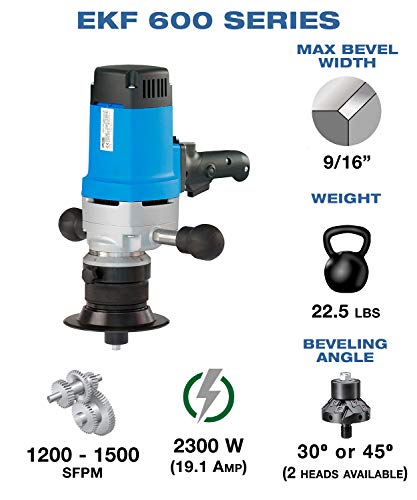 CS Unitec EKF 630 Portable Heavy-Duty Power Chamfering Tool/Beveling Machine for 30 Degree Weld Seams and Chamfer Up to 9/16"" Bevel Width, 2300 Watts (19.1 Amp) - Made in Germany" - style: 30° Beveler - EKF 630